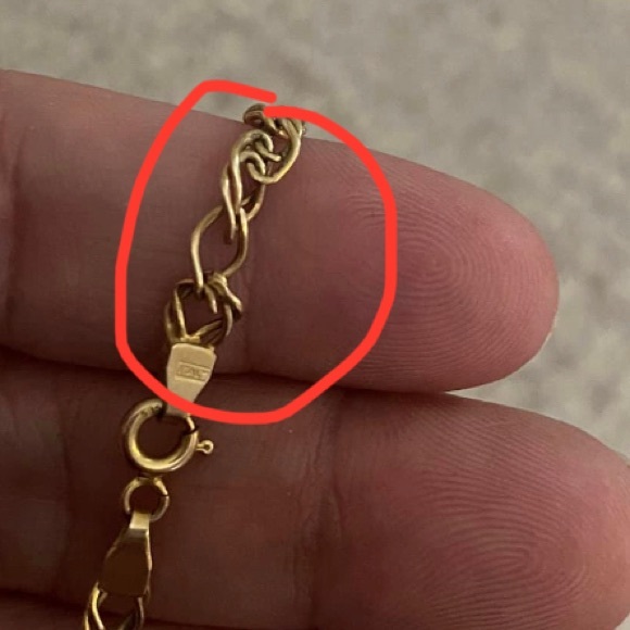 14kt gold Italy double link chain braclet - Picture 7 of 7